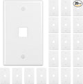 FGB 1-Port Keystone Wall Plate 20-Pack, Low-Profile Single Gang Wall Plates for RJ45, HDMI, and Coax Keystone Inserts, White
