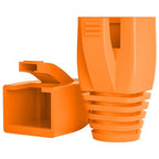 100Pack RJ45 Boot Cover, Cat5 Cat6 Cat6A Ethernet Network Cable Strain Relief Boot, Fits Overall Jacket Diameter 5.5-6.5MM Ethernet Cable (Hole Diameter: 6.5mm, Orange)