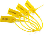 Leadseals(R) 1000 Plastic Tamper Seals, Zip Ties for Fire Extinguishers Pull Tite Security Tags Numbered Disposable Self-Locking Tie 250mm Length (Yellow)