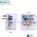 Clamper 3-Outlet Surge Protector 1800 Joules, 1875W, for TV, PC, Xbox, PS5, Refrigerators and Other Appliances (Compact Wall Surge Protector), iCLAMPER Power 3, 1-Pack Clear
