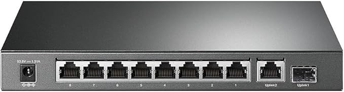 TP-Link 8 Port Gigabit PoE Switch | 8 PoE+ Ports @63W, w/ 1 Uplink Gigabit Port + 1 SFP Slot | Desktop/Wall-Mount | Plug & Play | Limited Lifetime Protection | Traffic Optimization (TL-SG1210P)