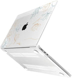 MEEgoodo Case for MacBook Air M4/M3/M2 13.6 inch 2025 2024 2022, Fit Model A3240 A3113 A2681, Compatible with MacBook Air 13 inch, Laptop Hard Shell Case with Keyboard Cover, Engraving Floral
