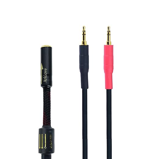 Arklove 7ft Shielded 1/8" aux Input 3.5mm Female to 2X 3.5 Output Splitter Stereo Audio Video Cable Out 3.5 Male to Two 3.5 Male in Dual Speaker Cord 24k Gold Plated Cord