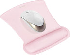 MOSISO Wrist Rest Support for Mouse Pad & Keyboard Set, Ergonomic Mousepad Non-Slip Base Home/Office Pain Relief & Easy Typing Cushion with Neoprene Cloth & Raised Memory Foam, Rose Pink