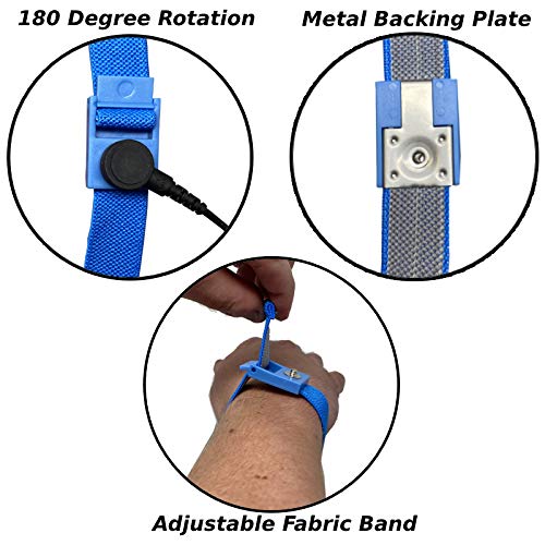 RubberStat Dual Layer ESD Compliant Workstation Rubber Table Mat Kit, Soldering, Cell Phone Repair, with Wrist Strap Set and Ground Cord - 48"x72" Blue