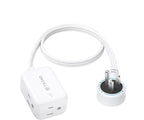 TROND 360° Rotating Flat Plug Extension Cord Surge Protector 1.5ft, Small Power Strip with 900 Joules, 3 Side Grounded Outlets, 13A, SPT 16/3 Gauge Wire for Indoor Home Office Dorm Room Travel, White