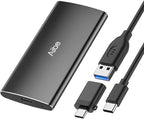 Aiibe 1TB External Solid State Drive USB C Portable SSD USB 3.2 Gen 2, Up to 1050MB/s, 1TB External SSD External Hard Drive for iPhone 15/Pro, Laptop, Mac and PS4 (Black)