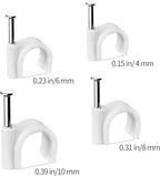 Cable Clips, 400 Pcs, 4mm 6mm 8mm 10mm, Wire Wall Clips with Steel Nails, Ethernet Cable Clips, Cable Tacks Coax Cable Clips, RG6 RG59 CAT6 RJ45 Cable Cord Clips, White…