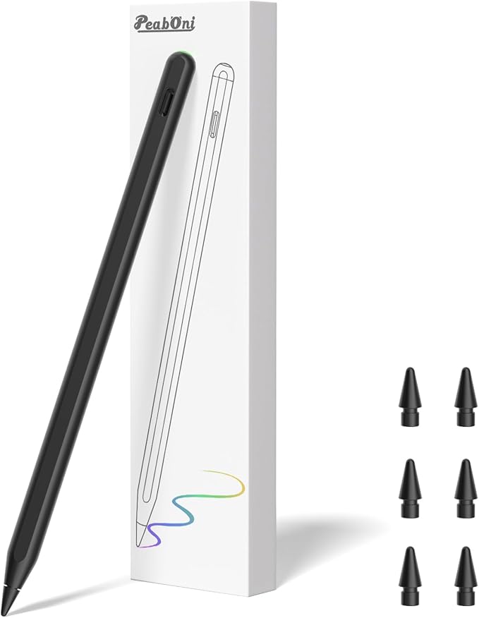 Pencil 2nd Generation for iPad 2018-2024 with Magnetic Wireless Charging Compatible with Apple iPad Pro 13”(M4)/12.9”/11”,iPad Air 6(M2)/5/4/3,iPad mini 7(A17 Pro)/6/5,iPad10/9/8/7/6 Black