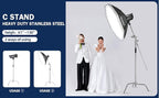 Heavy Duty C Stand 10.8ft/330cm with Holding Arm Carry Bag Sandbag 3*Clip 2*Grip Head Stainless Steel Photography Light Stand C-Stand Sturdy for Photography Studio Video Monolight Softbox Shooting