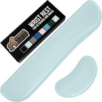 GORILLA GRIP Silky Gel Memory Foam Wrist Rest for Computer Keyboard, Mouse, Ergonomic Design for Typing Pain Relief, Desk Pads Support Hand, Arm, Mousepad Rests, Stain Resistant, 2 Piece Pad Sky Blue