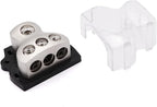 3 Way Power Distribution Block 1x 0 Gauge in 3X 4 Gauge Out Amp Power Distribution Ground Distributor Connecting Block for Car Amplifier Audio Splitter,2Pcs