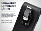 Turtleback Belt Clip for iPhone 16 Pro, 16e, 15 pro 14 Pro 13 Pro -Small- Fits w/Slim MagSafe Style Cases - Premium Black Leather, Vertical Belt Holder, Magnetic Closure, HD Rotating Belt Clip