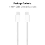 Short iPhone 17/16/16e/15 USB C to USB C Woven Cable for iPhone 17Air, 17 16 15 Pro Max, Plus, 60W Charging Cord for AirPods 4/Pro (2nd/3rd Gen), iPad 10th Gen/iPad Pro/Air 5 4th Charger Cable (1.5ft)