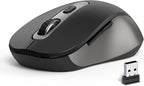Wireless Mouse for Laptop, PC, Chromebook, Mac, MacBook, Silent Wireless Mouse with USB Nano Receiver, Side Button, 2400 DPI, Anti Slip Roller, 6 Button Ergonomics Cordless Computer Mice - Black Gray