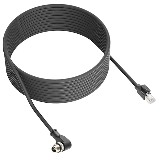 Alvin's Cables M12 X-Code 8 Pin Male to RJ45 Ethernet Cable for Cognex Keyence Camera, High-Flex Cat6a Cable for Industrial Automation, Fieldbus Module, Robotics, Right Angle 16.4ft/5m
