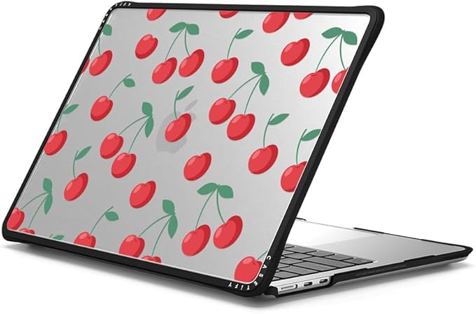 CASETiFY Impact MacBook Air 13.6" (M2-M4) Case [Cushioned Impact Corners/Scratch-Resistant/Anti-Slip Grip] - Cherries - Clear Black