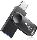 128GB Dual USB Type C +A Flash Drive 2-in-1 OTG USB 3.0 Thumb Drive Metal UDP Waterproof Swivel Design Portable for PC Laptop Tablet Android Smartphone iPhone 15 and More, Black