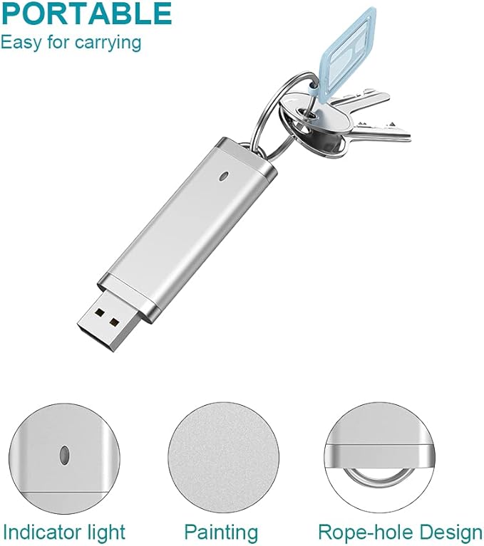KEXIN 10 Pack 32 GB Flash Drive 32GB USB Flash Drive Thumb Drive USB2.0 Metal Pen Shape Memory Stick Silver 10 Pack