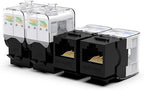 AMPCOM CAT6 Keystone Jack Tool-Less RJ45 UTP, No Punch-Down Tool Required Module Coupler 12-Pack Black