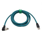 M12 GigE Ethernet Network Cable CAT7e for Cognex Baumer Sensor Barcode Reader Camera Network PC Switch, Right Angle 90-Degree 8 Pin X-Coded to RJ45 50M