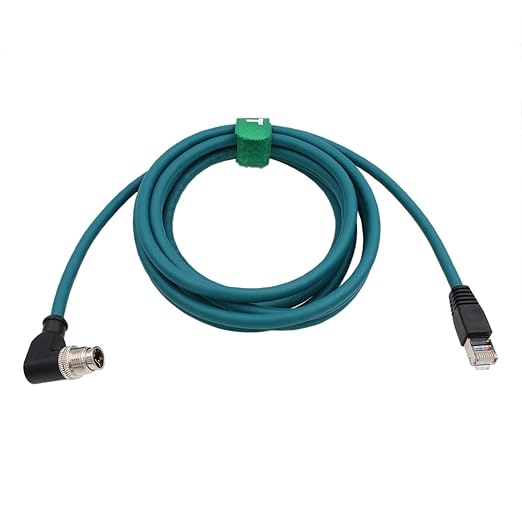 Ethernet Cable for Keyence IV3 SR5000 Cognex DataMan 260 280 380 370 470 580 Barcode Reader Sensor, 8 Pin X-Coded Angled M12 to RJ45 Shielded 3m