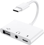 USB C to 3.5mm Jack Headphone Adapter with Charger OTG Cable Adapter, Type C to Aux Audio Earphones Splitter for Samsung Galaxy S22 Ultra S21 S20 i-Pad Pro Air Pixel 4 Laptops