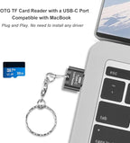 Type C Micro SD Card Reader, BorlterClamp USB C TF Card Reader Adapter with Keychain, Compatible with MacBook, iPhone 15,Laptops, Galaxy Phones and More