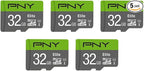 PNY Elite™ Dash Camera Class 10 U1 V10 microSDHC Flash Memory Card - up to 100MB/s Read Speed, Full HD Photo & Video, Ideal for Dash Cams, Compatible with DSLR Cameras, HD Video Cameras, 5-Pack