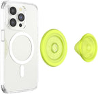 PopSockets Phone Grip for MagSafe with Kickstand, Magnetic Stand, Swappable Top, Secure Hold for iPhone MagSafe Cases, Phone & Tablet Grip - Chartreuly Translucent Glow in The Dark