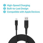 BLACK+DECKER Lightning to USB Cable - Fast Compatible iPhone Lightning Cable - Durable Braided iPhone Charger Cord - for Travel and Daily Use - Multiple Color + Length Options - 9ft