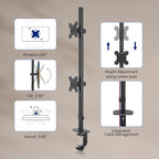 Pholiten Tall Vertically Stacked Dual Monitor Desk Mount Stand,Extra Tall 31 Inch Monitor Stand, Fully Adjustable Monitor arm for 13-32 Inch LCD Screen，Holds up to 22lbs