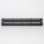 ICC CAT6 Feed-Through Patch Panel, 48 Port, 2U Rackmount, RJ45 Ethernet Patch Panel, No Punch Down, PoE++ and TAA Compliant, Black