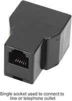 Uvital RJ12 6P6C 1 Female to 2 Female Telephone Line Splitters, Telephone Landline Cable Connector and Separator(Black,2 Pack)