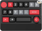 Adventurers W909 Wireless RGB Mechanical Numeric Keypad, Hot-Swappable, Macro-Programmable Numpad, Joystick & Knob Control for PC/Tablet/Laptop/Phone, Tri-Mode Connectivity (Red on Black)