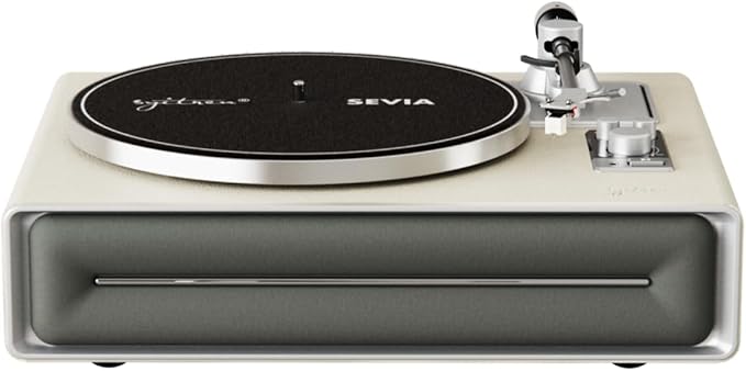 SEVIA Record Player Vintage Turntable for Vinyl Records with Built-in Speakers Bluetooth Retro Phonograph