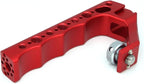 Universal Top Handle with 3/8" Screw Locating Pins for DSLR Camera Cage, with 3 Cold Shoe Adapters to Mount DSLR Camera with Microphone/LED Light/Monitor (Red with 3/8" Screw)