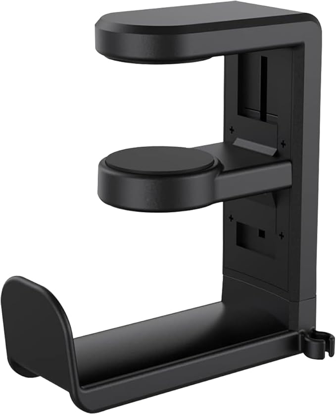 Adjustable Headphone Stand Holder - Universal Desktop Organizer for Gaming/Office Setup - Durable & Lightweight Design - Easy Installation - Modern Accessory - Black