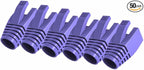 50 Pcs Cat7 Cat7A Cat8 Strain Relief Boot, RJ45 Plug Connector Cover Modular Network Plug Connector Cap Cable Connector Boots, Purple