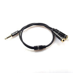 REXUS Black 3.5mm Y Splitter Stereo Audio Cable 4-Pole Male to 2 Female for Headphone, Headset Splitter Adapter Extension Aux Cable, Compatible MobilePhone and New Version Laptop(M22F35H)