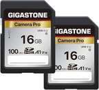 [5-Yrs Free Data Recovery] GIGASTONE 16GB SD Card 2-Pack, Camera Pro, A1 V10 SDHC Memory Card Compatible with SPYPOINT TACTACAM Trail Camera, with 2 Mini Cases.