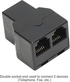 Uvital RJ12 6P6C 1 Female to 2 Female Telephone Line Splitters, Telephone Landline Cable Connector and Separator(Black,4 Pack)