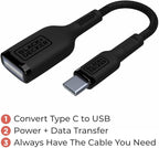 BLACK+DECKER USB C to USB A Adapter, USB C Male to USB Female Adapter Nylon Braid, Type C OTG Cable Compatible w/iPhone 16 15 Pro, MacBook Pro 2022/Air/Mini, iPad—2 Pack, 3" (Black)