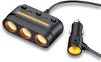 3 - in - 1 Cigarette Lighter Adapter with PD/QC Fast Charging, Independent Switches Car Charger, RGB LED Indicator Lights - Universal Cigarette Lighter USB Charger for Cars, SUVs