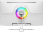 CRUA 32" White Curved Monitor, 4K UHD(3840*2160P) 1500R VA Screen, 75Hz Computer Monitor Supports AMD Freesync, 120% sRGB, Built-in speakers, Blue Light Filter,Wall Mountable Installs(HDMI 2.0/DP 1.4)