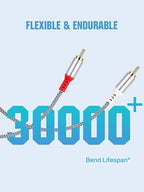 2RCA to 2RCA Cable 2 RCA Male Hi-Fi Systems Audio Stereo Subwoofer Cable Nylon-Braided Auxiliary Audio Cord for Home Theater HDTV Amplifiers Hi-Fi Systems Speakers and etc 6.6Ft Silver