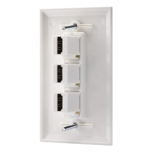 3 Port HDMI Female to Female Wall Plate in White (HDMI 3 Port)