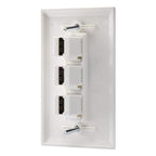 3 Port HDMI Female to Female Wall Plate in White (HDMI 3 Port)
