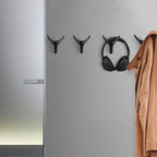 4 Packs Towel Hooks,Coat Hook Cow Head Wall Hooks, Metal Heavy Duty Wall Hooks for Hanging Coats, Hats, Bags, Kitchenware and Towels in Living Room, Kitchen, Bedroom and Bathroom (Black)