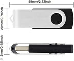 5 Pack 64GB USB Flash Drive with Type C Adapter and Storage Box USB 2.0 High Speed Metal Pen Drive 360° Rotatable Storage Memory Stick for Phone/Pad/PC/Laptop/Android - Black(5-Pack 64GB)